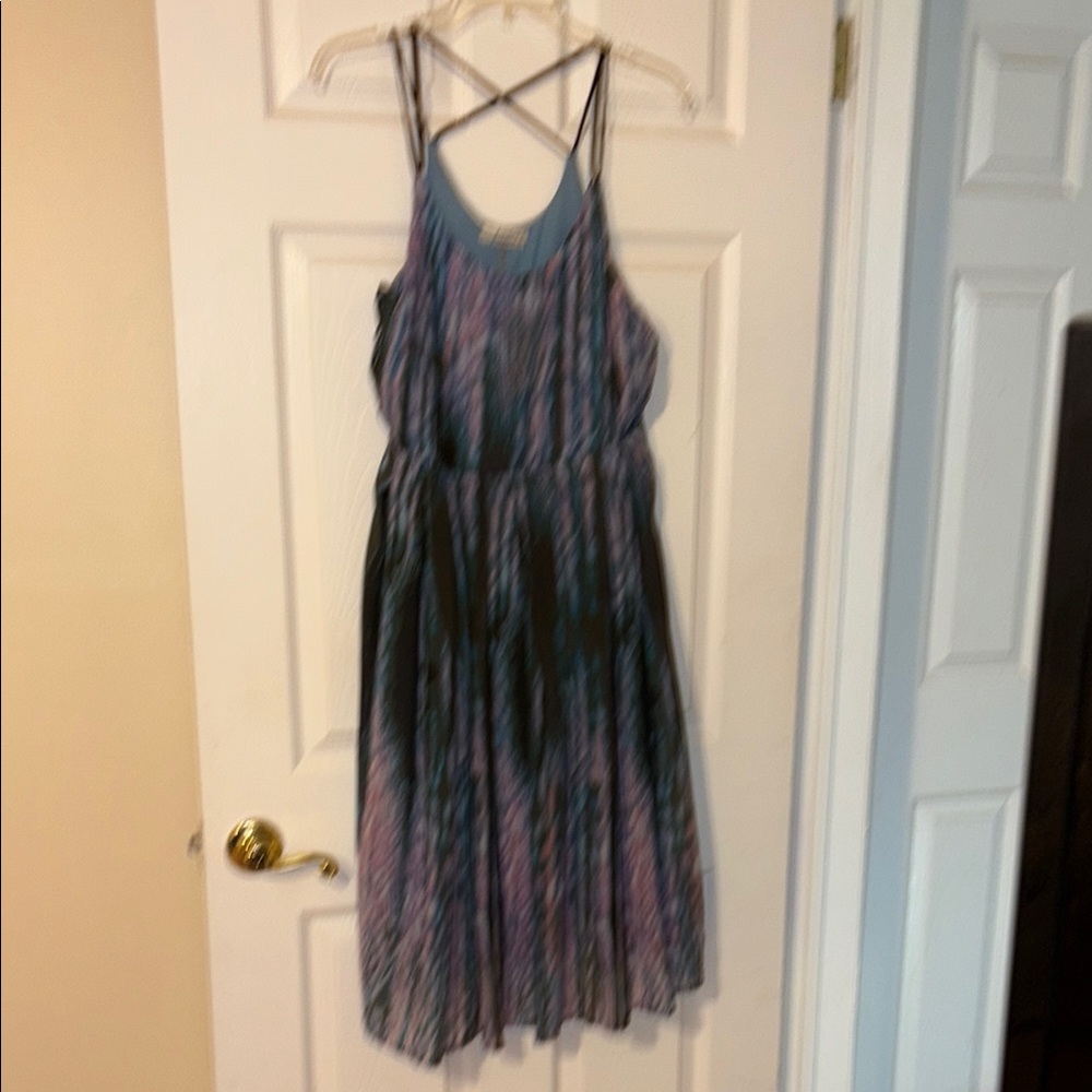 Freebird Blue and Black Ruffled Tiered Midi Sundress